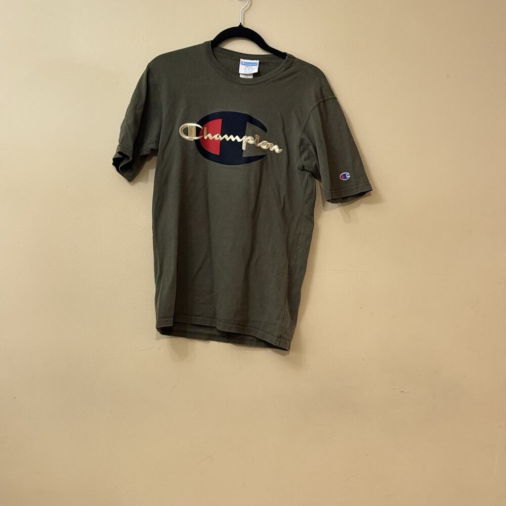 90s Sportswear Skater Blokecore Gorpcore Champion Olive Green Big C Shirt S